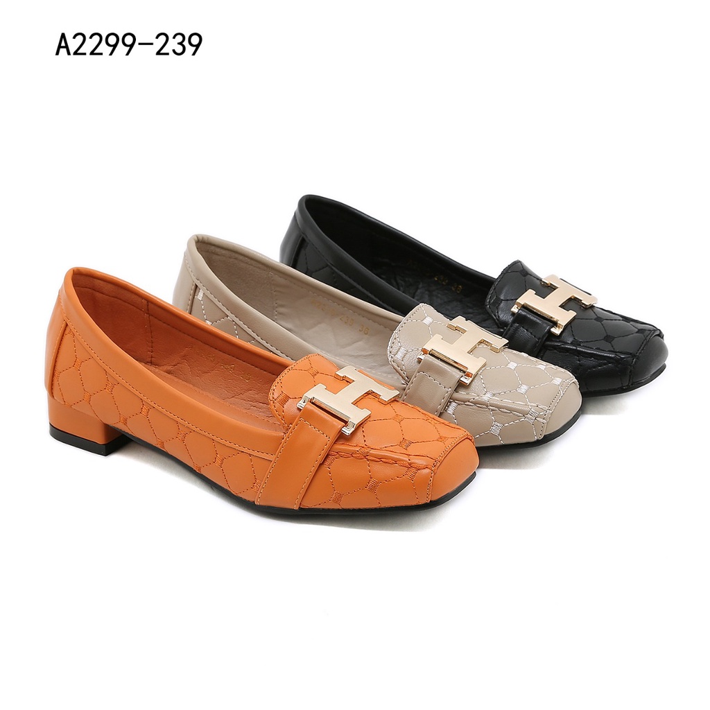 Leather H-Logo Block Heel A2299-239