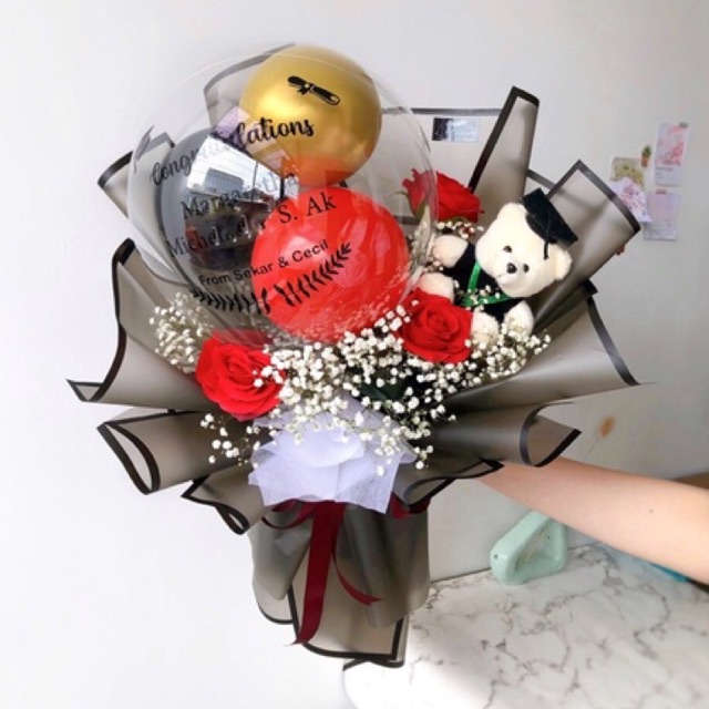 Buket Balon Boneka Buket Bunga Balloon Bouquet Boneka Premium