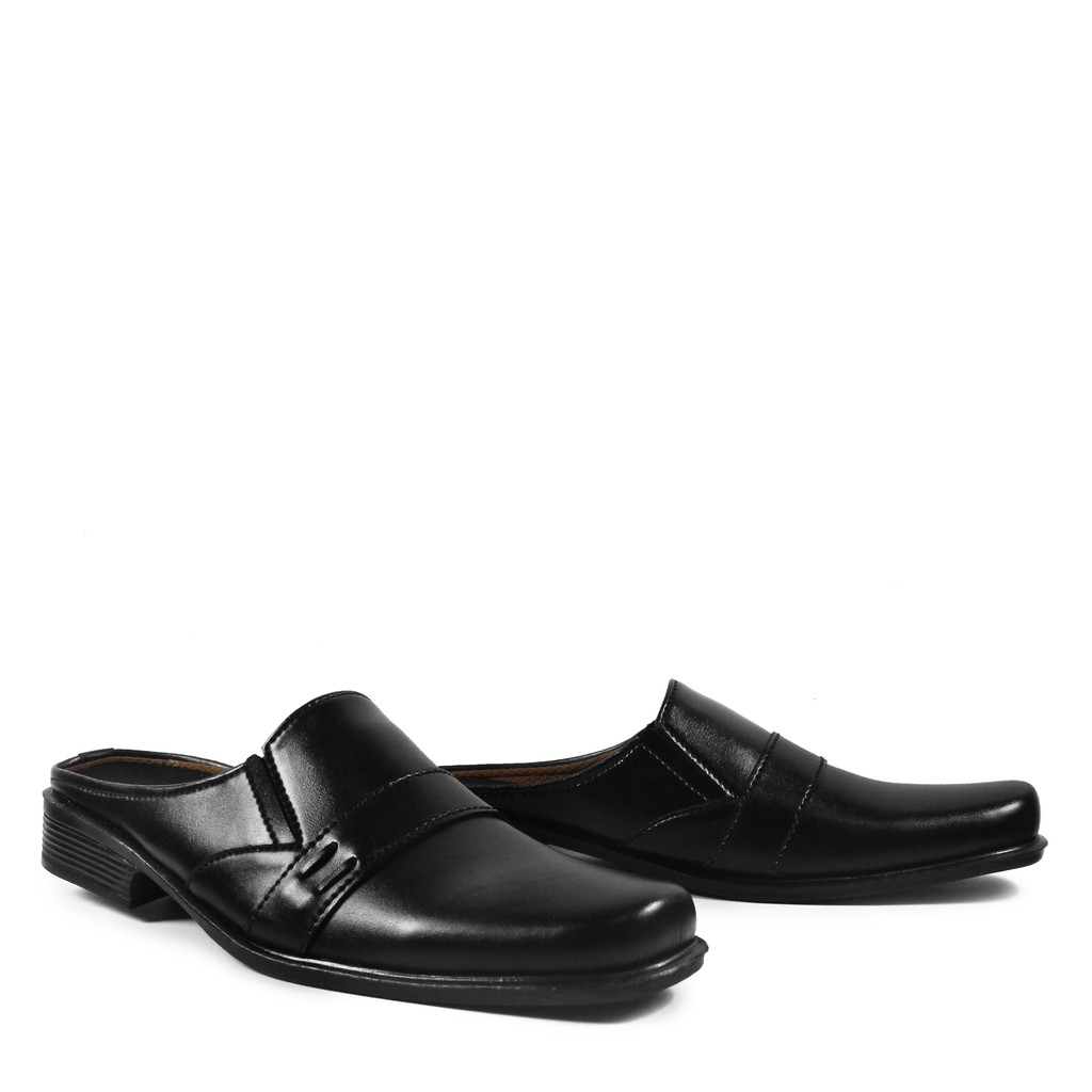 Sepatu Bustong Selop Pria Crocodile Riung Formal Pantopel Kerja Kantor Kondangan Pantofel Hitam