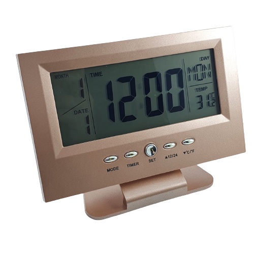 Jam Digital LED Kenko Kalender Temperature Alarm Meja TV Clock KK-8082 Gold