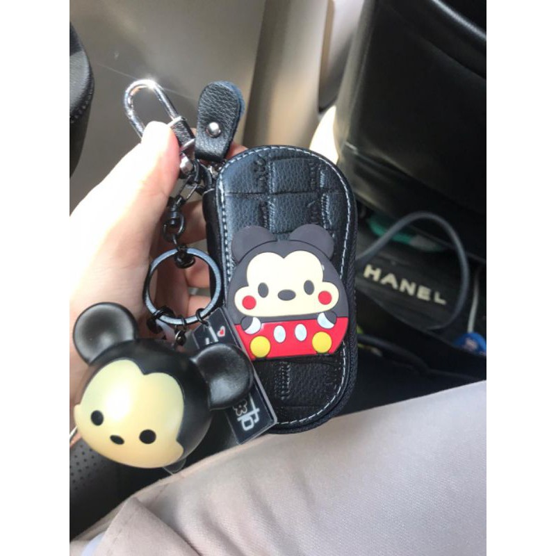 gantungan kunci mobil keychain dompet stnk tsum tsum mickey dengan kepala dan gantungan