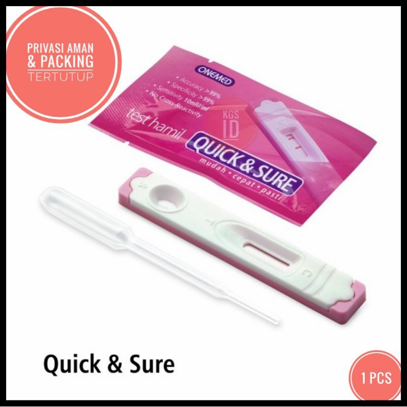 Testpack Quick &amp; Sure onemed -Tes Hamil Quick &amp; Sure onemed casette - test pack Quick &amp; Sure - hcg biru