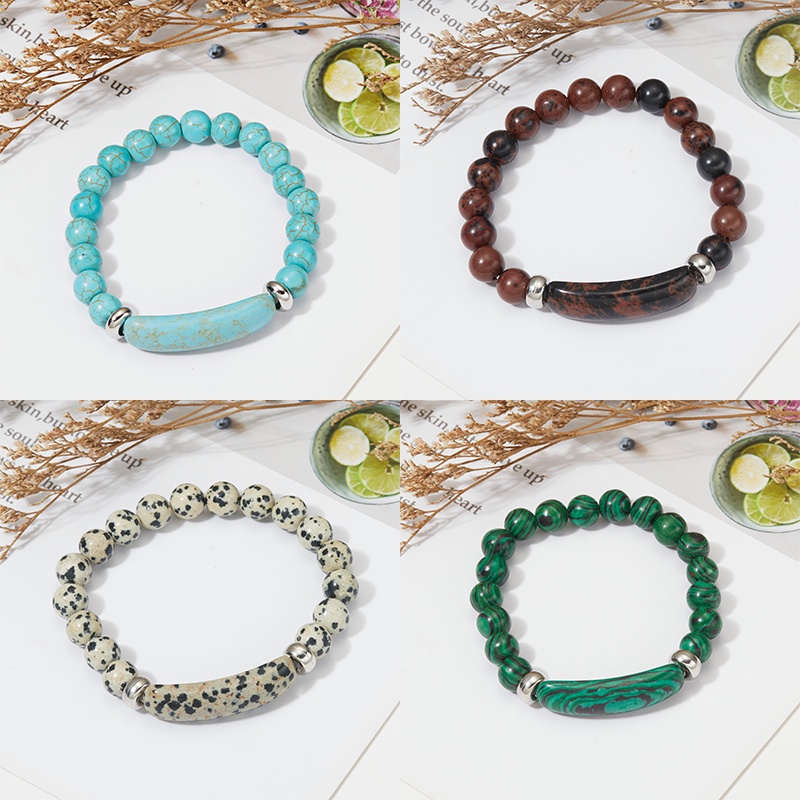 Gelang Manik-Manik Batu Alam Turquoise Stretch Untuk Wanita