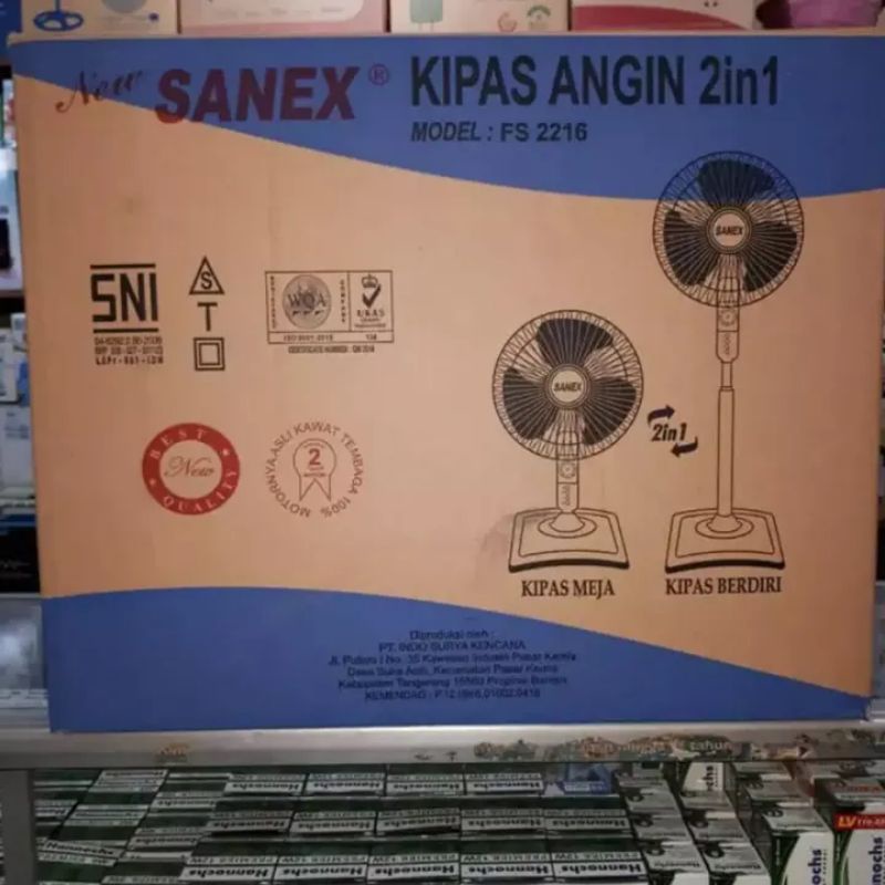 Sanex Kipas Angin 16 Inch 2in1 (Berdiri/Meja) / Stand+Desk Fan 16&quot; FS-2216