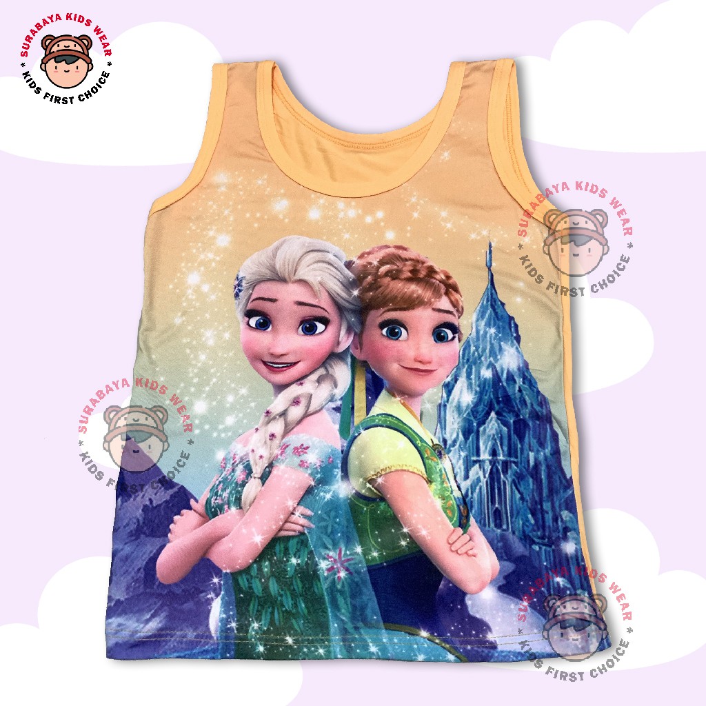 Atasan Singlet Anak Perempuan Motif Frozen Tali Besar Tiana