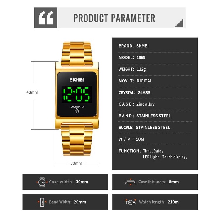 SKMEI 1869 Jam Tangan Pria Digital Sportwatch Touch Screen WK-SBY