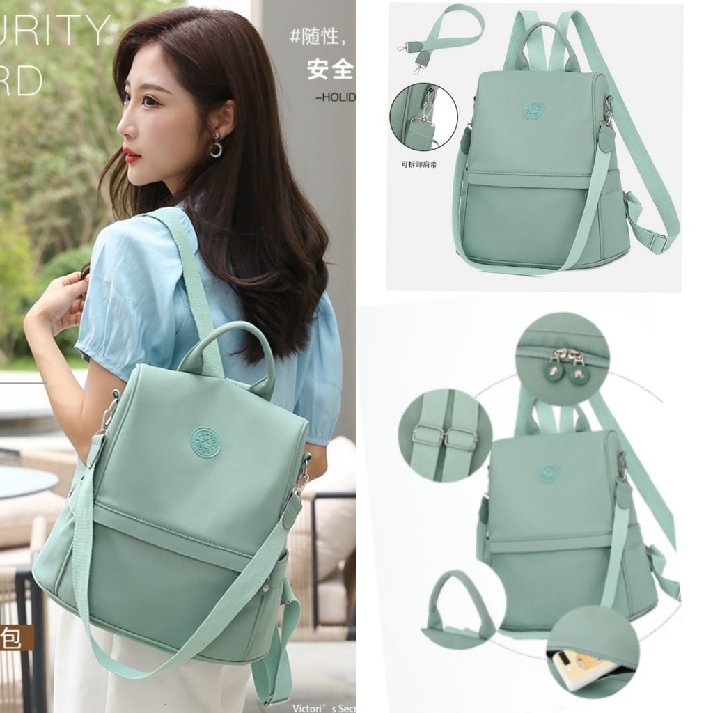 TAS RANSEL WANITA KOREA PREMIUM ANTI AIR IMPORT HIJAU TA407G2 FARROW BACKPACK SEKOLAH PUNGGUNG KERJA