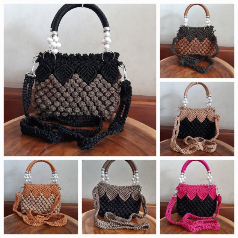 Tas selempang/Tas tali kur/ Tas rajut murah/ selempang wanita/ Tas/ Tas rajut benang/ Tas kur/ Tas m