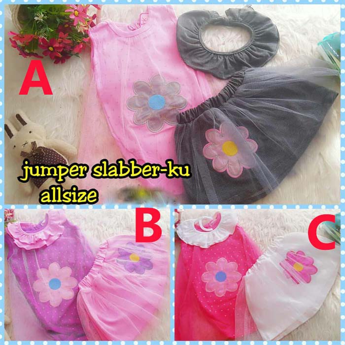 Baju Bayi Perempuan Jumper Tutu Bayi Flower Slabber