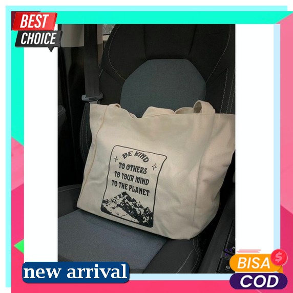 Cod - Tote Bag Kuliah Sekolah Kerja Lucu Murah Aesthetic Fashion Korean Style Totebag Kanvas Tooth B