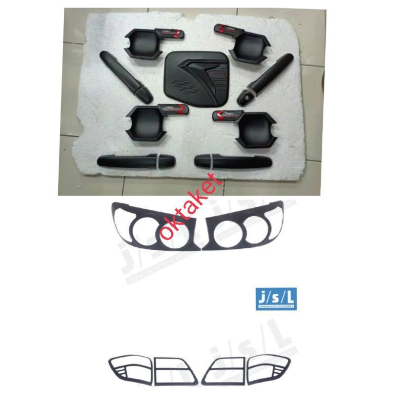 paket lengkap new fortuner hitam chrome jsl garnish outer handle tank paket