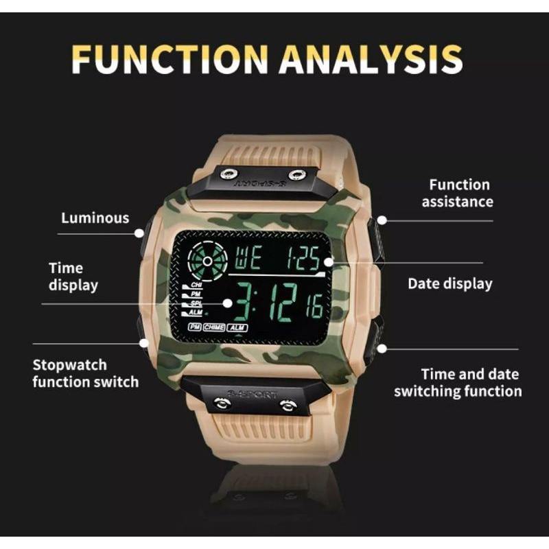 JAM TANGAN_BOS_TANTEN JAM TANGAN ARMY MILITER TAHAN AIR 50M JAM TANGAN DIGITAL WARNA LORENG