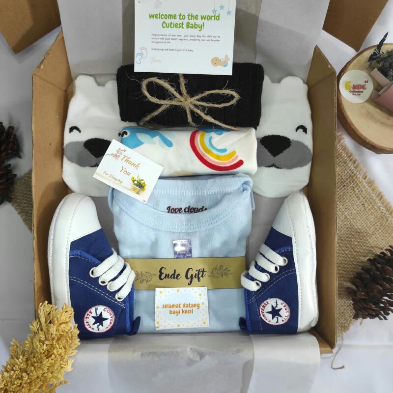 Gift Box Baby / Kado New Born / Kado Bayi/ Baju Bayi / Paket Hadiah Bayi / Hampers Baby Girl / Hampers Baby Boy (BISA COD)-Blue B