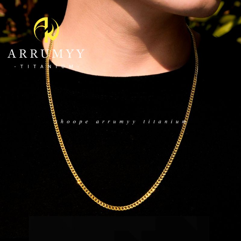 ARRUMYY kalung pria rantai gold emas original titanium anti karat