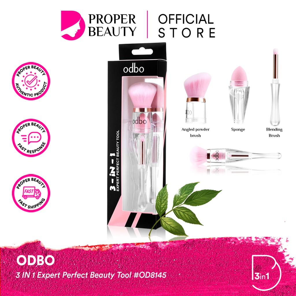 ODBO 3 IN 1 Expert Perfect Beauty Tool #OD8145 Thailand / Brush Set / Blender / Puff