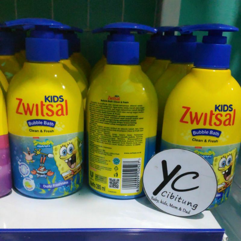Zwitsal kids buble bath 2in1 Hair &amp; Body Wash Pump isi 280 Pink Soft Moisturizing Biru Clean Fresh Hijau Natural Nourishing Care