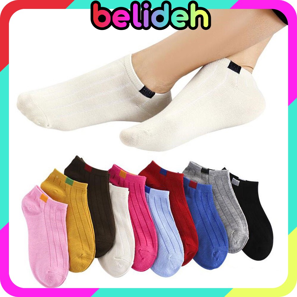 ☛BELIDEH☚ R103 Kaos Kaki Polos 6 Garis Unisex Fashion Wanita/Pria Kaos Kaki Import Murah Jakarta