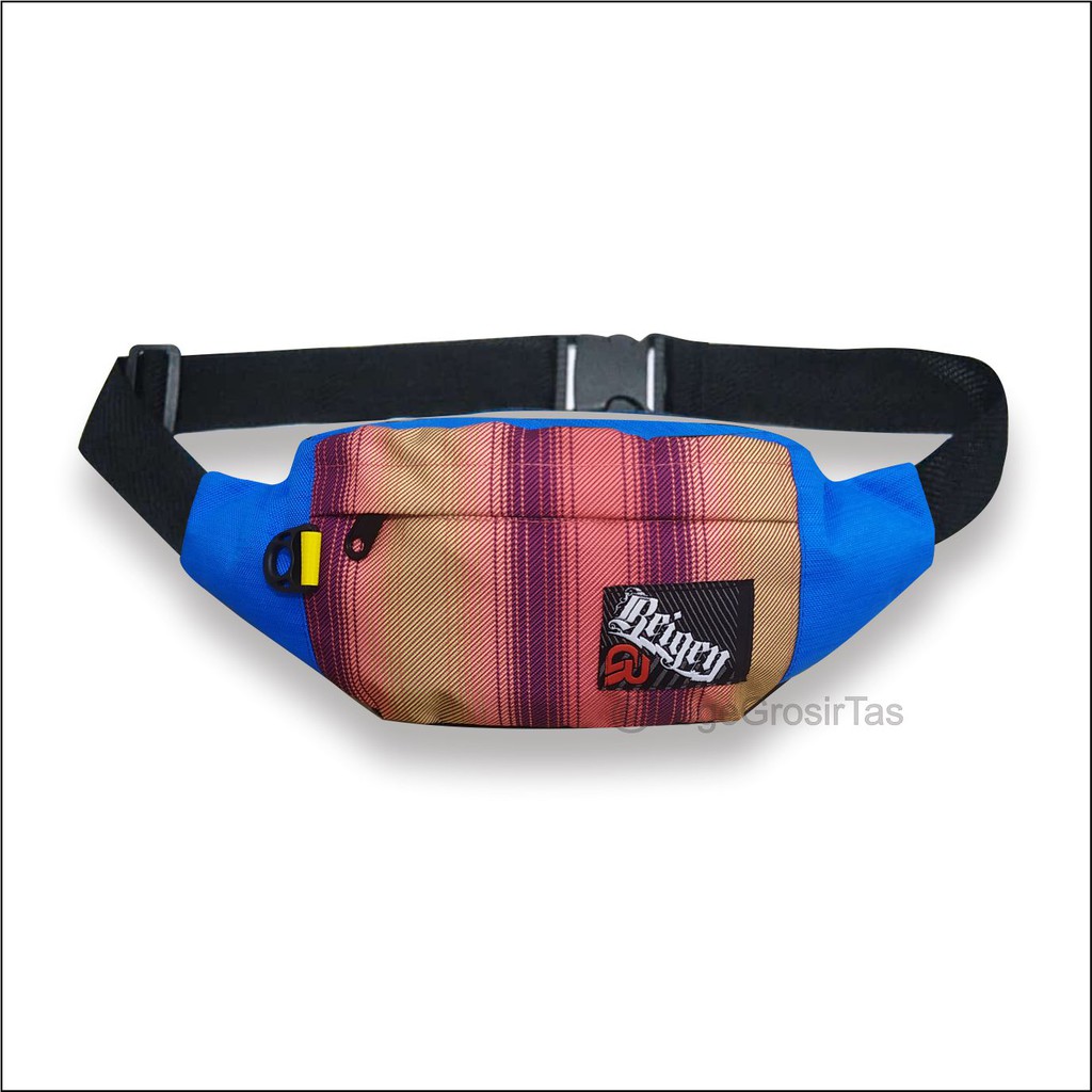 Tas Waistbag Oval Pria Tas Pinggang Selempang Distro Motif Kombinasi Sablon - PG - 8842