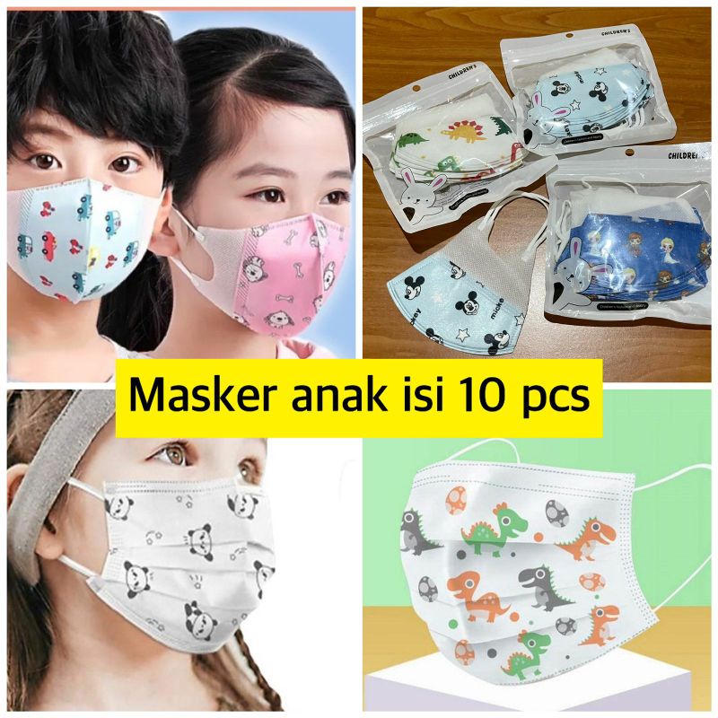 Masker Anak Duckbill 3 lapis, isi 10 pcs  Earloop Child Kids Face Mask Motif Kartun Masker BOS Masker Anak Duckbill 3Ply 10Pcs Earloop Child Kids Face Mask Motif Kartun Masker Duckbill Anak