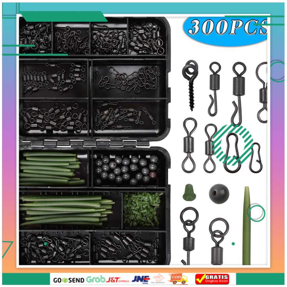 (BISA COD) FTIHSHPShaddock Konektor Umpan Kail Pancing Set Carp Tackle Kit 300PCS JYJ06