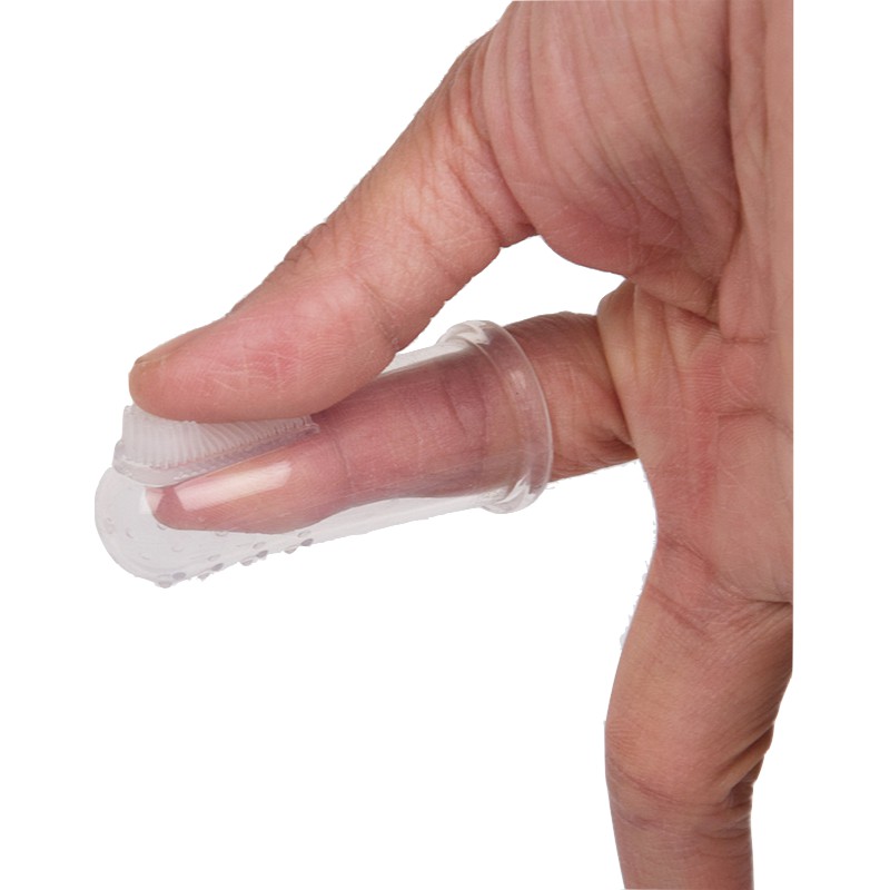 2 PCS SIKAT GIGI BAYI FINGER TOOTHBRUSH SIKAT MULUT LIDAH BAYI SILIKON WARNA PUTIH DAN BIRU