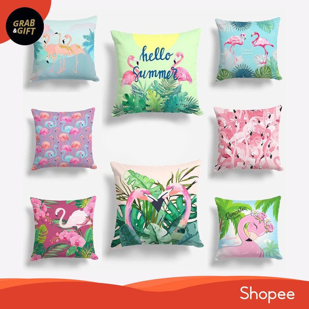 Bantal Sofa Motif Flamingo 40 x 40