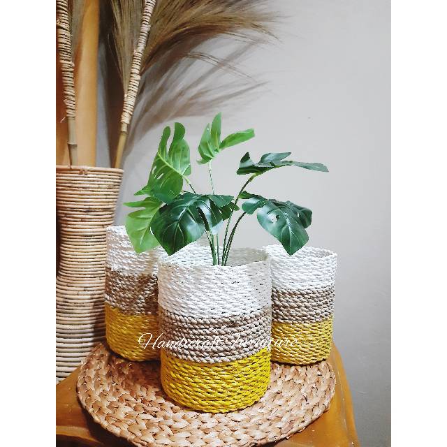 Keranjang Anyaman Seagrass 1 Set 3Pc Pot Bunga Pajangan Keranjang Anyaman Seagrass 1 Set 3Pc Pot Bunga Pajangan