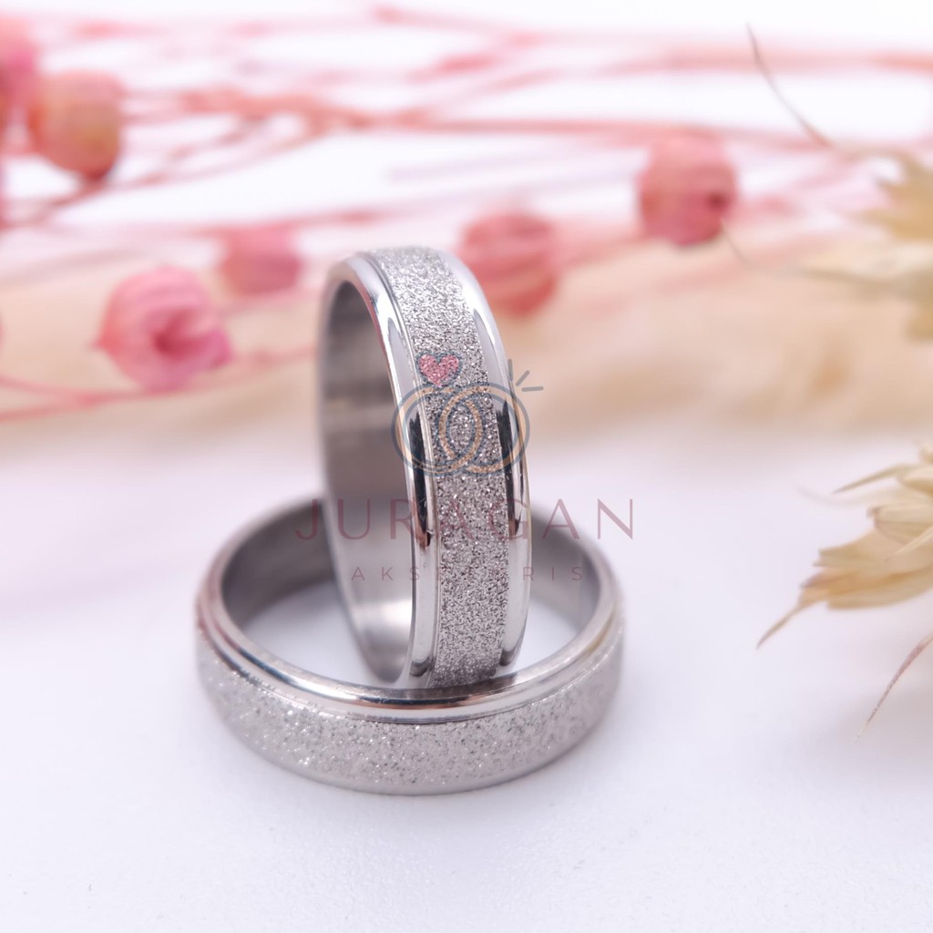 [UKIR NAMA + BOX HATI] Cincin Couple BUCIN Titanium M22 BONUS Gelang Couple