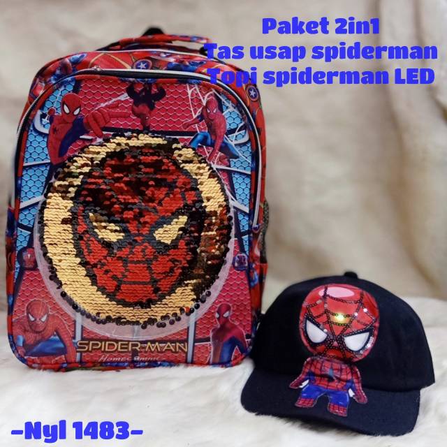 Tas anak usap superhero free topi led