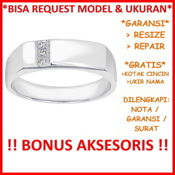 Gratis Tulis Ukir Nama Bisa Pesan Model Garansi Silver Asli Cincin Kawin Perak Pria Tunangan Id407