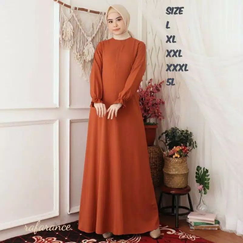 Gamis polos warna merah bata