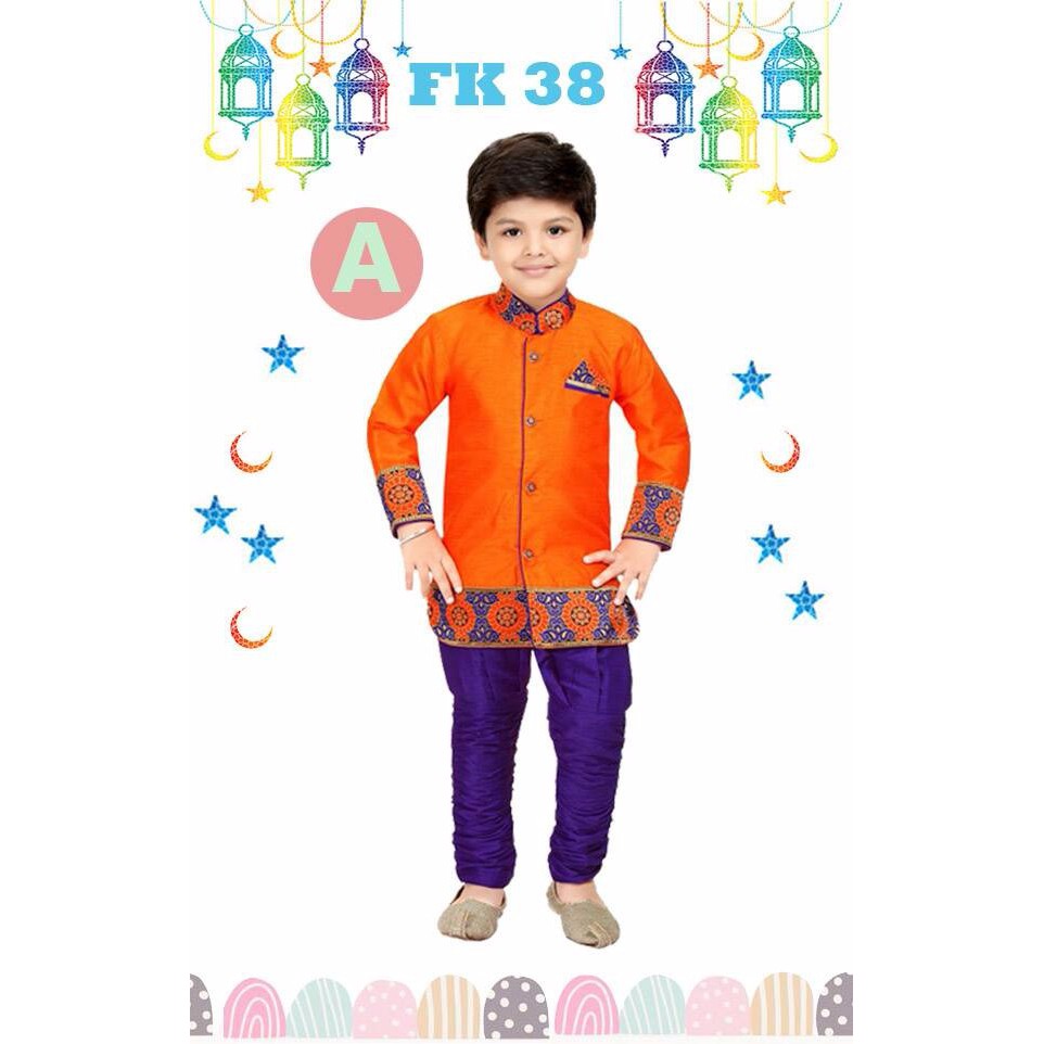 Ready Order FK 38A Baju Koko Anak Kecil India Pakistan Lebaran Import Orange MURAH MERIAH