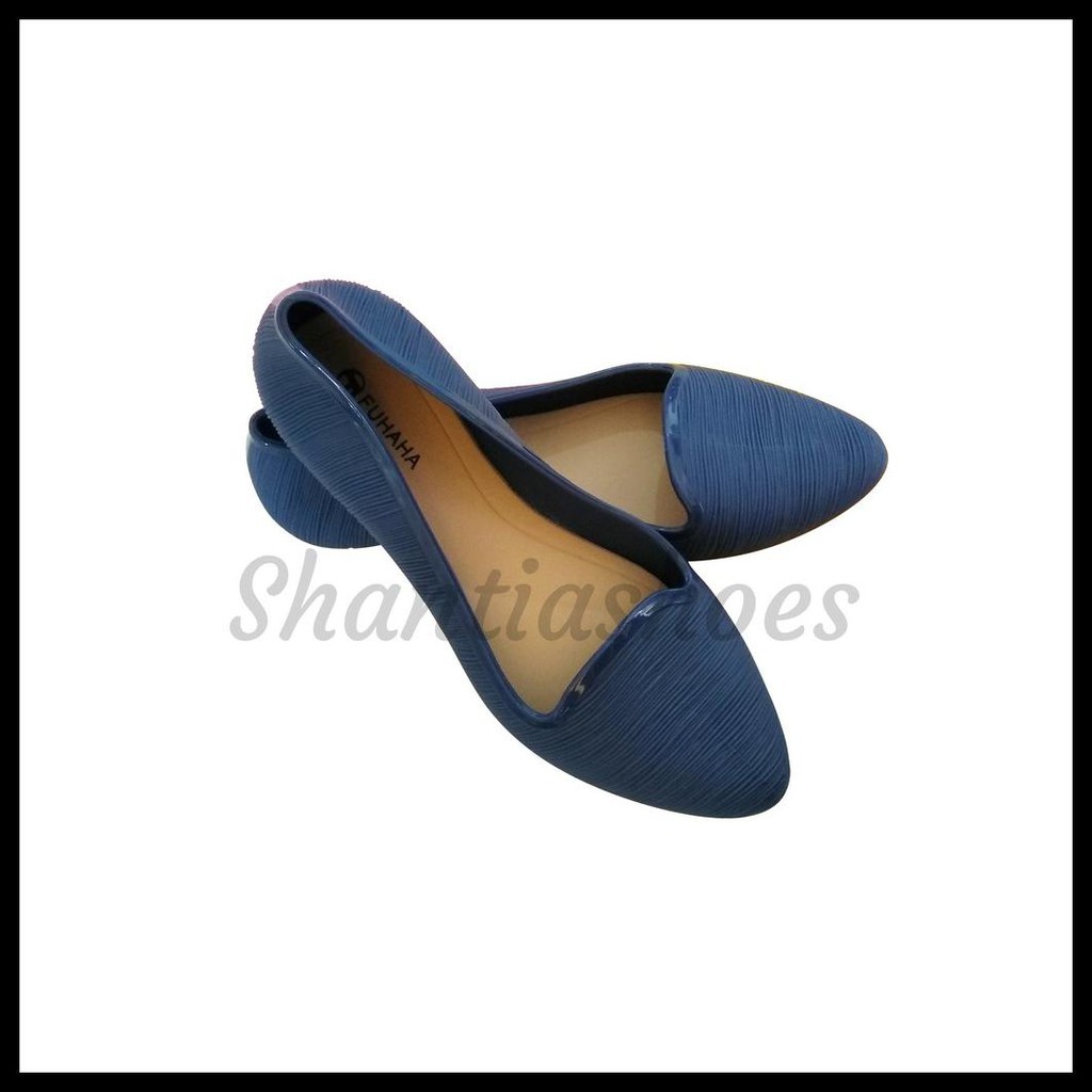  Sepatu  Karet  Wanita  Ulir Jelly  Flat Fuhaha Xxxx Shopee 