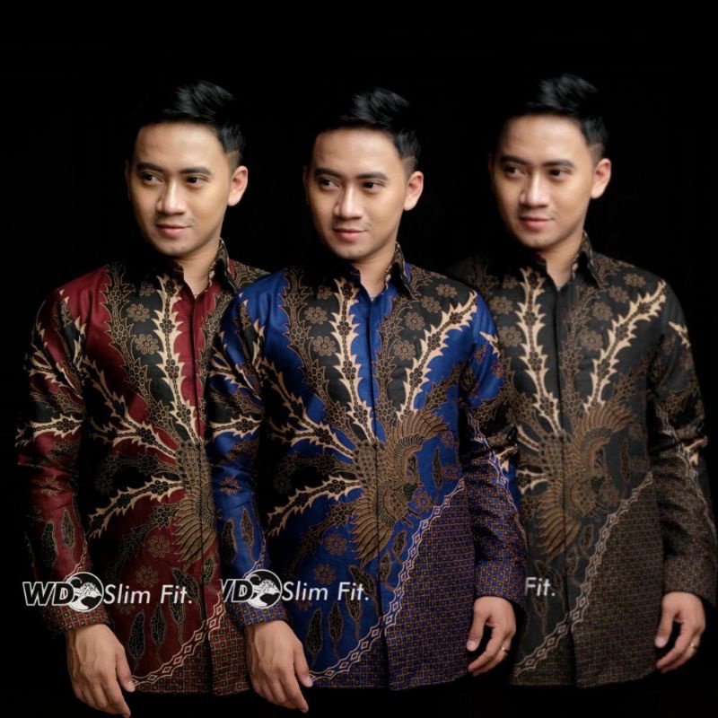 Kemeja Baju Batik Pria Lengan Panjang Modern Casual Modis Trendy Sogan