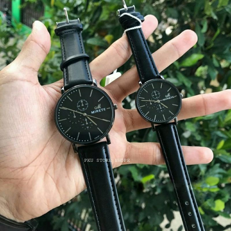 JAM MIRETE COUPLE COWOK/CEWEK STRAP KULIT  ORIGINAL WATCHES JAM Tangan Couple pria Wanita Water Resisitant COD FREE BATRAI