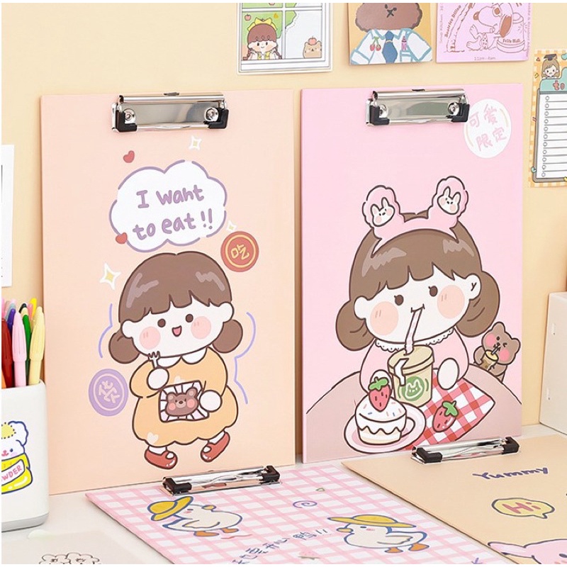 KENSHO Clipboard Papan Jalan Ujian Karakter Motif Lucu A4 Import