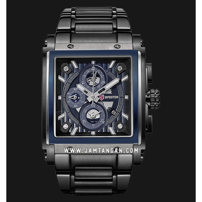 Expedition E 6731 MC BUBBU Chronograph Men Navy Dial Black Stainless Steel Strap