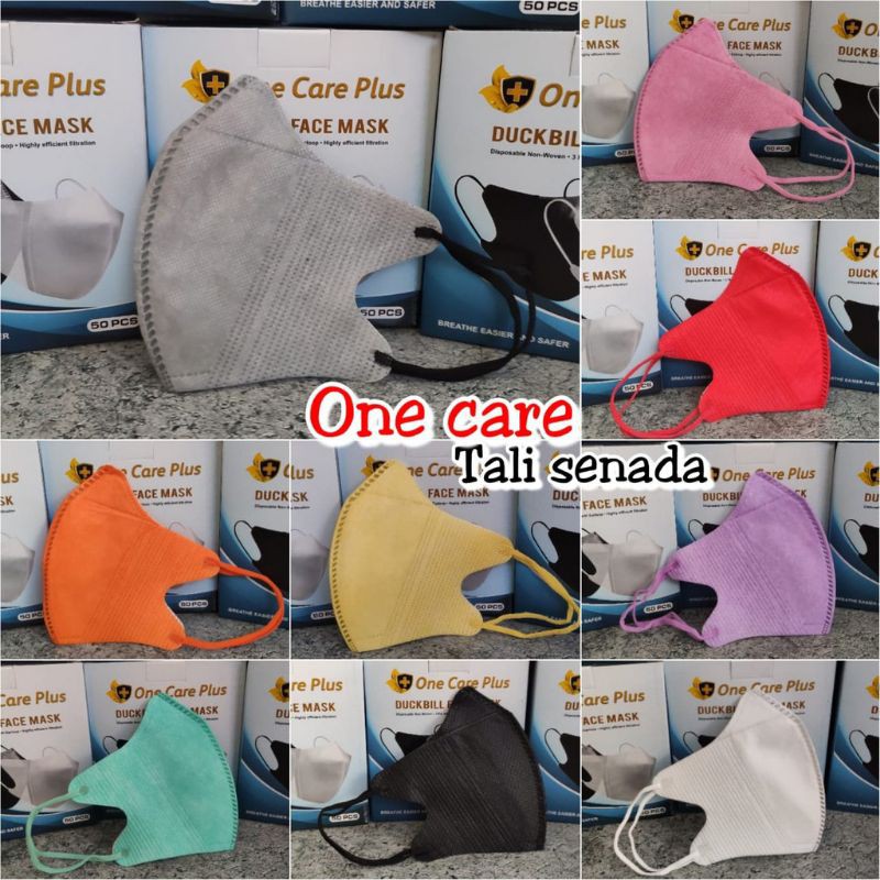 ECER 10 PC - NEW MASKER DUCKBILL ONECARE ONE CARE GARIS TALI SENADA WARNA WARNI PELANGI BAJU SENADA