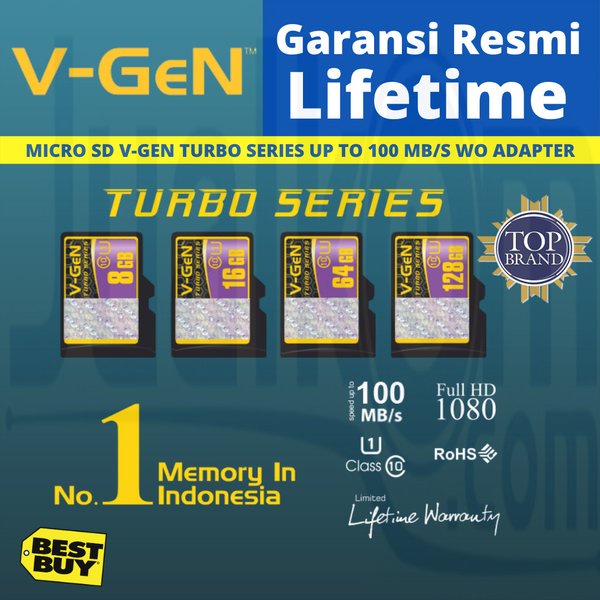 MicroSD V-GeN Turbo 32GB Class 10 V Gen Non Adaptor Memory Card Micro SD VGEN