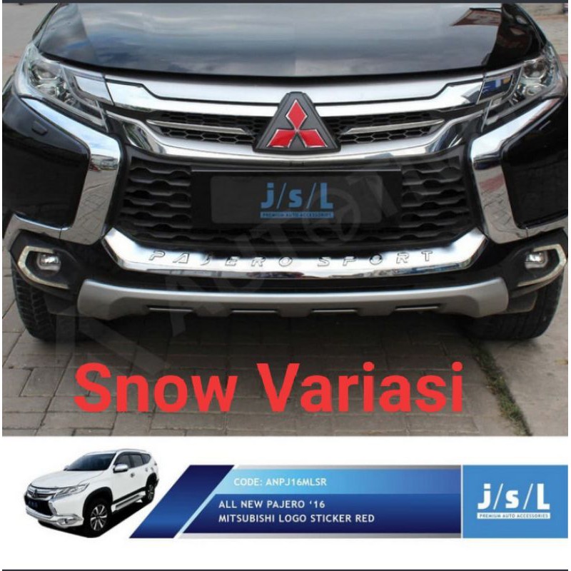 All New Pajero Sport Stiker Logo Merah Hitam Carbon Depan Belakang Tahan Air Jsl