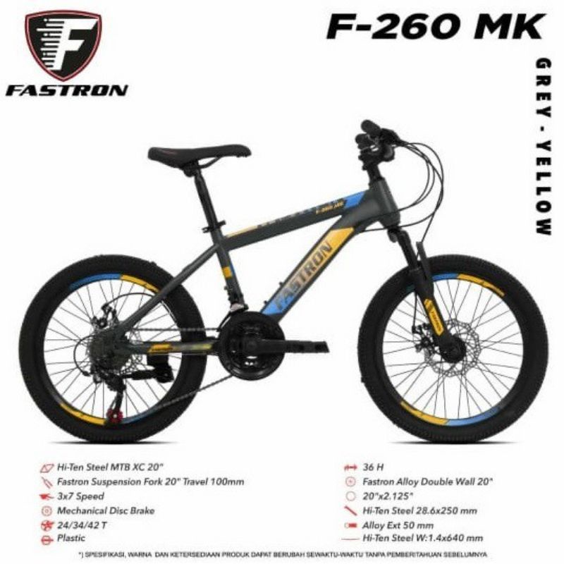 Sepeda gunung 20 inch MTB fastron by pacific dan Trex New XT 780 sepeda gunung anak