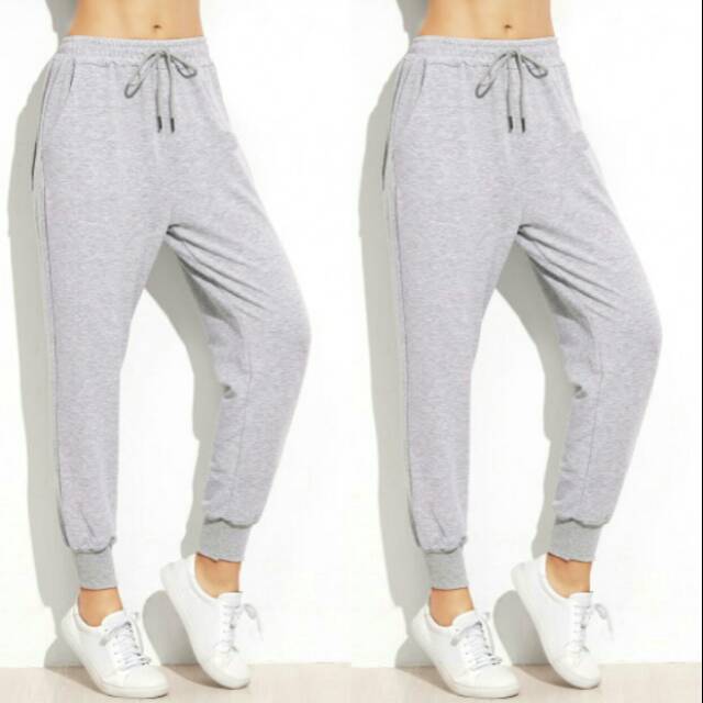  Celana  wanita jogger  basic abu hitam Shopee Indonesia
