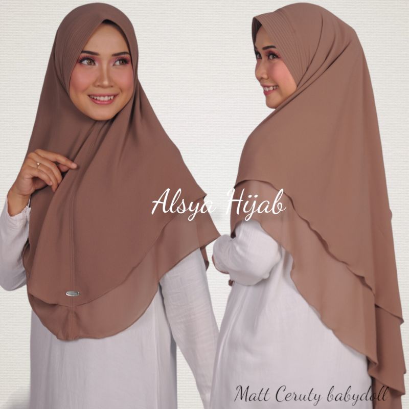 HIJAB KHIMAR 2 LAYER CERUTY BABYDOLL/JILBAB CERUTY 2 LAYER/KERUDUNG SYAR'I /JILBAB  SAGE GREEN