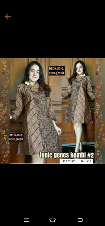 Dress Batik Tunik Seling Genes Kombi All Size Lengan Pendek Dan Lengan Panjang