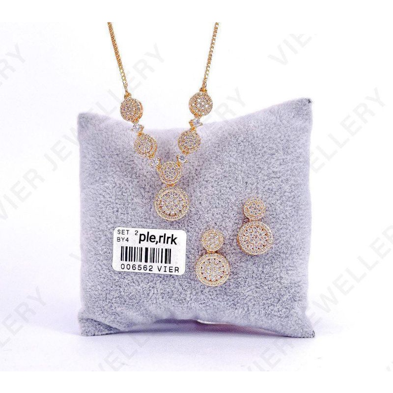 Set micro diamond premium(kalung,anting)anti karat,vier asli,lapis mas 18,22k