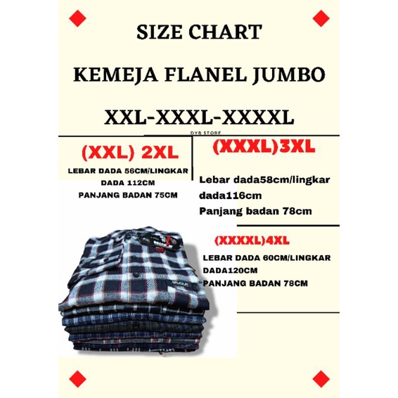 flanel jumbo XXL XXXL XXXXL lengan panjang pria/ import motif terbaru distro