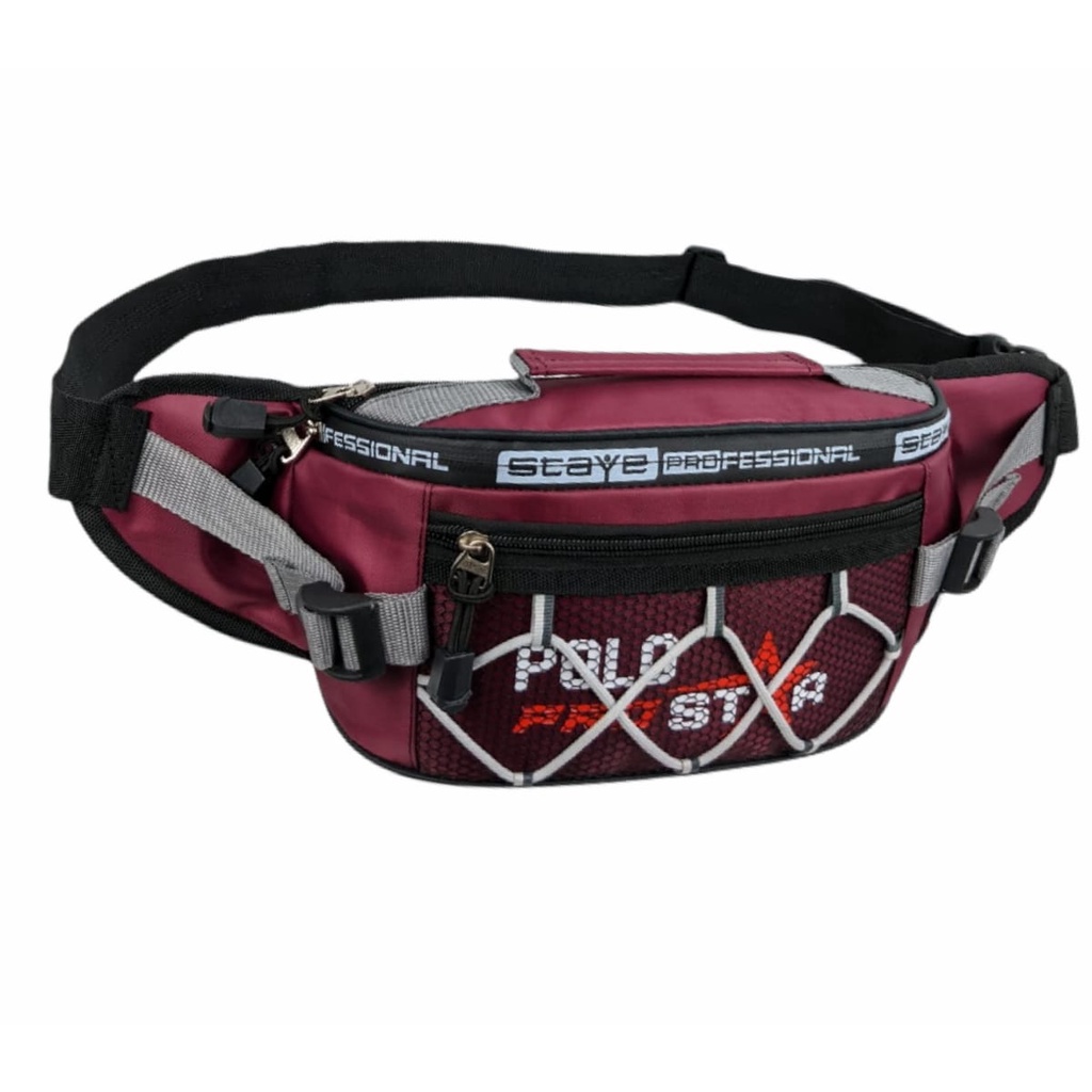 Tas Pria Anti Air Waistbag Waterproof Bahan Ballon Tebal Tas Pinggang dan Tas Selempang Bahu