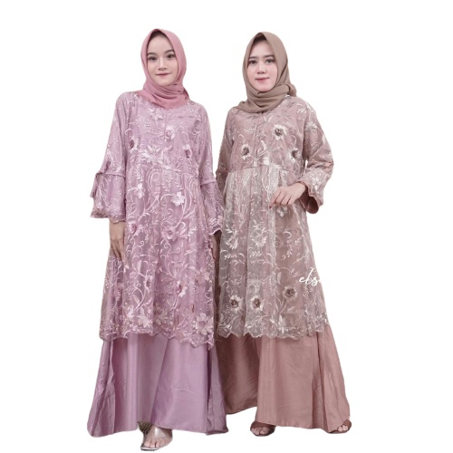 Pevita Gown / Gamis Brukat Modern / Dress Ootd Brokat Kondangan Syari / gamis RENATA model dan motif