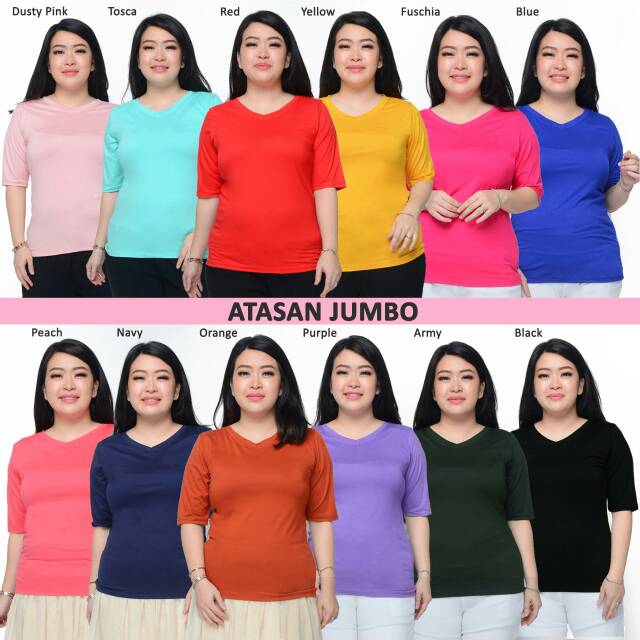 V neck polps jumbo tangan 3/4/ atasan jumbo