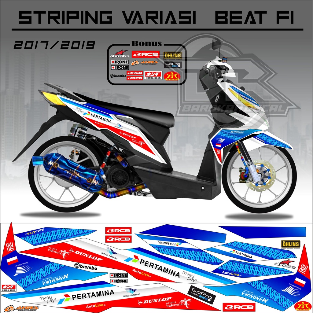 Striping Beat 2017-2019 Stiker Lis Motor Beat Mandalika